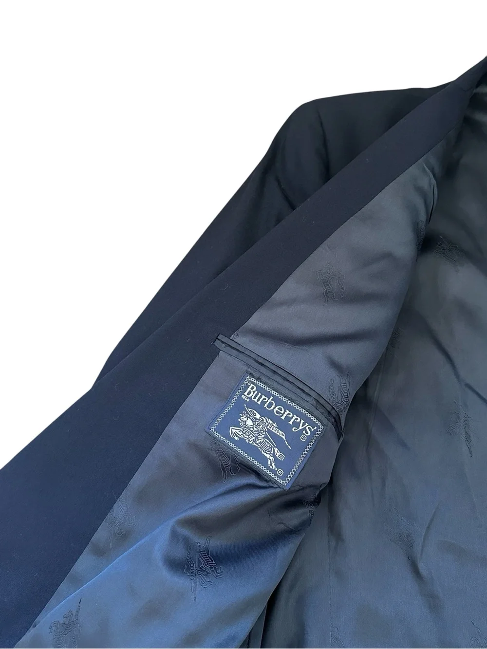 Burberry navy blue vintage Double-Breasted Wool Blazer with Gold Buttons